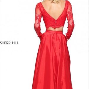 Red Two Piece Sherri Hill Prom Dress